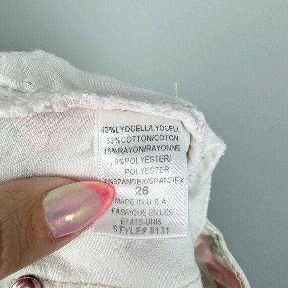 FREE PEOPLE | Retro Rose Floral Print Cream Slim Jeans Women’s Size 26 (2) - Picture 12 of 12